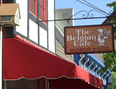 Belgian Cafe sign in Solvang