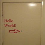 door with peephole hello world
