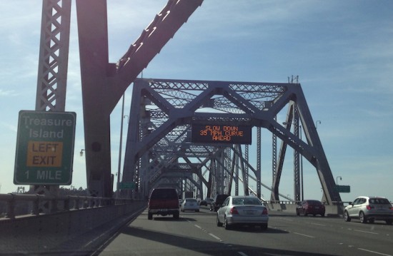 sf bay bridge treasure island sign