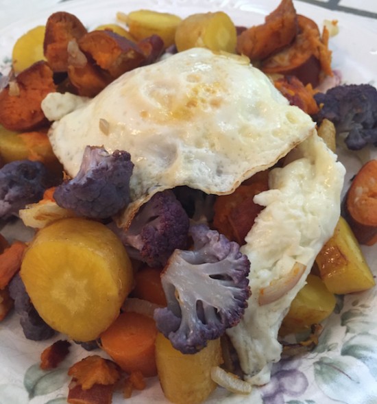 vegetables, purple caulifower, hash